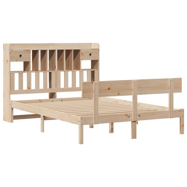 vidaXL Lit biblioth&egrave;que sans matelas 150x200 cm bois massif de pin
