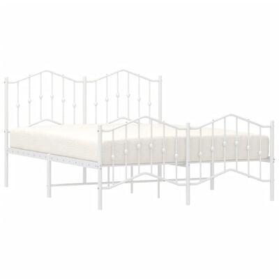 vidaXL Cadre de lit métal sans matelas et pied de lit blanc 150x200 cm