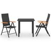 vidaXL Ensemble &agrave; manger de jardin 3 pcs noir et marron