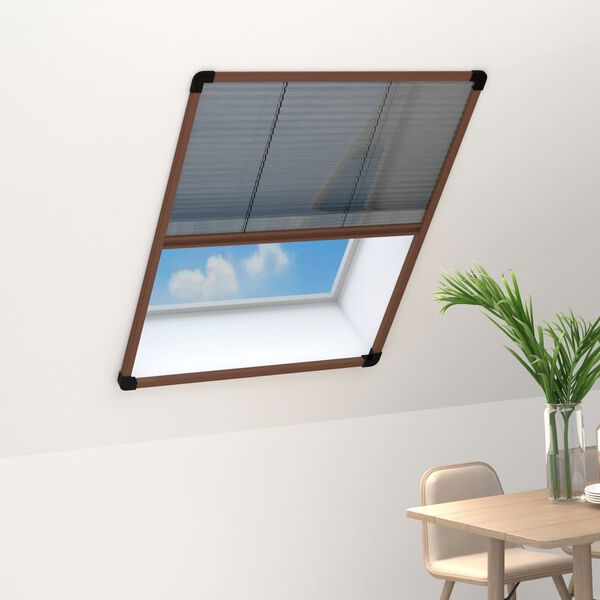 vidaXL Moustiquaire pliss&eacute;e pour fen&ecirc;tre Aluminium Marron 60x80 cm