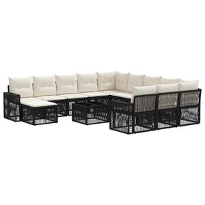 vidaXL Ensemble de canap&eacute; de jardin 13 pcs Noir et blanc cr&egrave;me