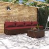 vidaXL Salon de jardin 5 pcs avec coussins r&eacute;sine tress&eacute;e marron