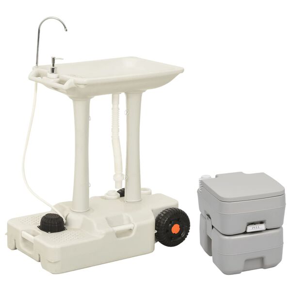 vidaXL Ensemble de toilette et support de lavage des mains de camping