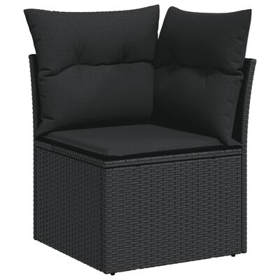 vidaXL Salon de jardin 11 pcs avec coussins noir résine tressée