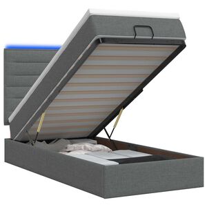 vidaXL Lit coffre avec matelas et LED Gris fonc&eacute; 80 x 200 cm Tissu