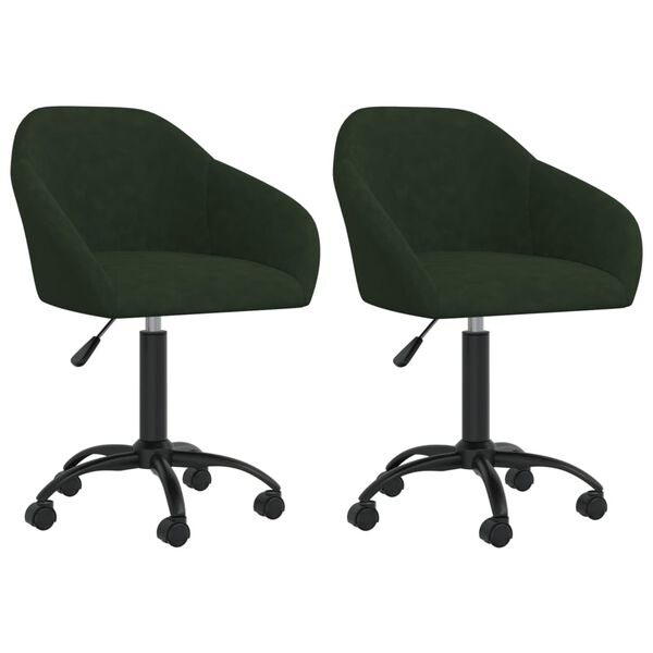 vidaXL Chaises pivotantes &agrave; manger lot de 2 vert fonc&eacute; velours