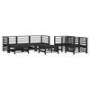 vidaXL Salon de jardin 7 pcs avec coussins noir bois massif