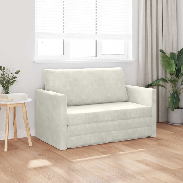 vidaXL Canap&eacute;-Lit 110cm Cr&egrave;me Velours