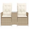 vidaXL Canap&eacute; de jardin inclinable 2 places avec table beige rotin