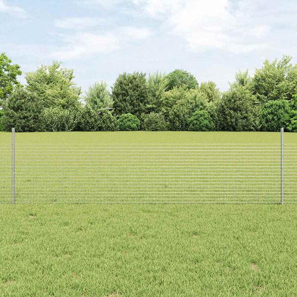vidaXL Cl&ocirc;ture avec poteau Argent&eacute; 0,5 x 10 m Acier