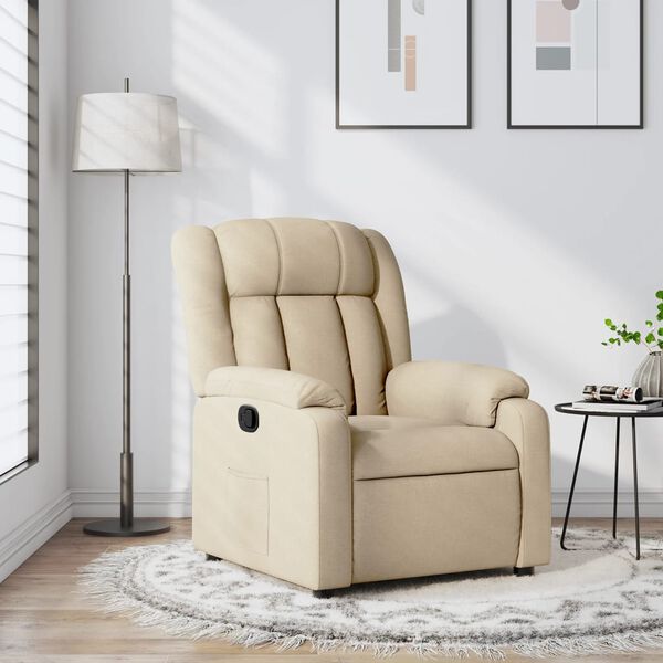 vidaXL Fauteuil inclinable Cr&egrave;me Tissu