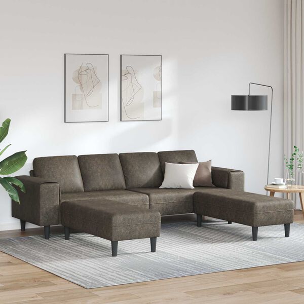 vidaXL Canap&eacute; de salon 3 pcs Gris fonc&eacute;
