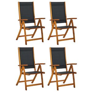 vidaXL Chaises de jardin pliantes lot de 4 acacia massif et textil&egrave;ne