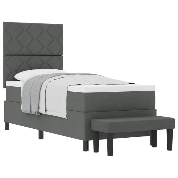 vidaXL Lit &agrave; ressorts avec matelas Gris fonc&eacute; 80 x 200 cm tissu
