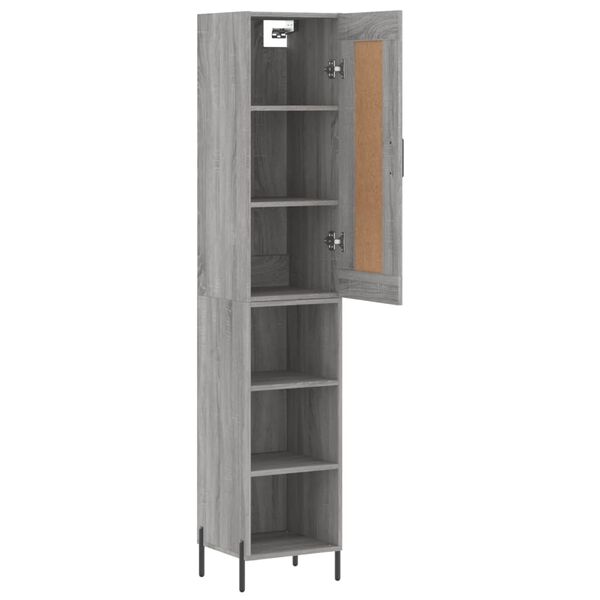 vidaXL Buffet haut Sonoma gris 34,5x34x180 cm Bois d'ing&eacute;nierie