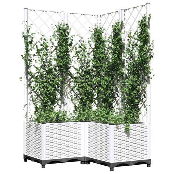 vidaXL Jardini&egrave;re avec treillis Blanc 80x80x136 cm PP