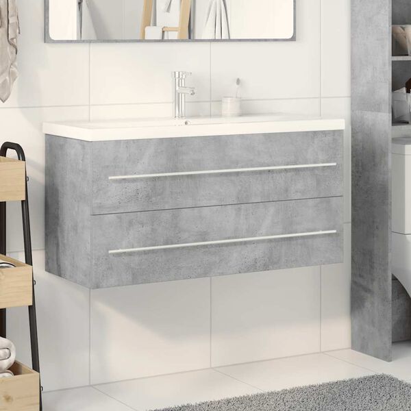 vidaXL Ensemble de meubles de salle de bain 2 pcs gris b&eacute;ton