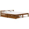 vidaXL Cadre de lit avec 2 tiroirs Marron miel Bois de pin 160x200 cm