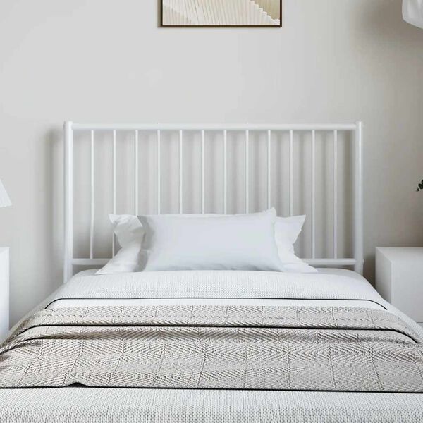 vidaXL T&ecirc;te de lit m&eacute;tal blanc 100 cm