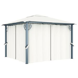 vidaXL Tonnelle avec rideau 300x300 cm Cr&egrave;me Aluminium