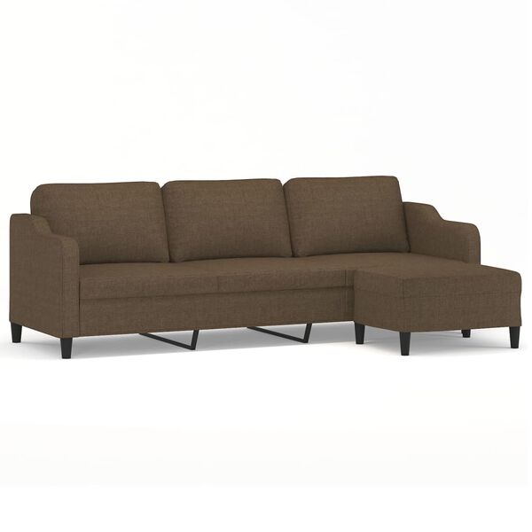 vidaXL Canap&eacute; &agrave; 3 places avec repose-pieds Marron 210 cm Tissu