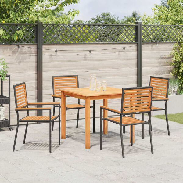 vidaXL Ensemble de salle à manger pour jardin 5 pcs Noir