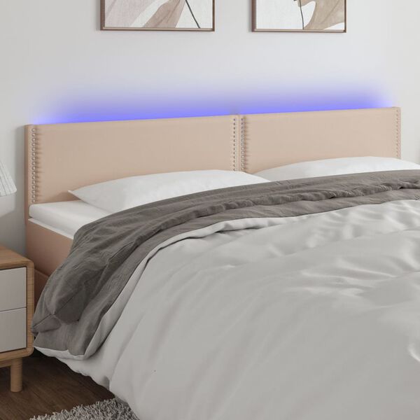 vidaXL T&ecirc;te de lit &agrave; LED Cappuccino 160x5x78/88 cm Similicuir