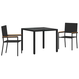 vidaXL Ensemble de salle &agrave; manger pour jardin 3 pc Noir polyrotin