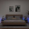 vidaXL Armoires de chevet et lumi&egrave;res LED 2pcs vieux bois 40x39x48,5cm