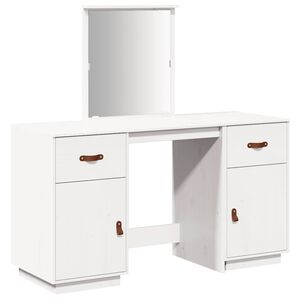 vidaXL Ensemble de coiffeuse avec miroir Blanc Bois de pin solide