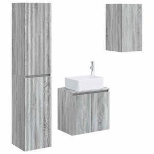 vidaXL Ensemble de mobilier de salle de bain 3 pc Sonoma gris