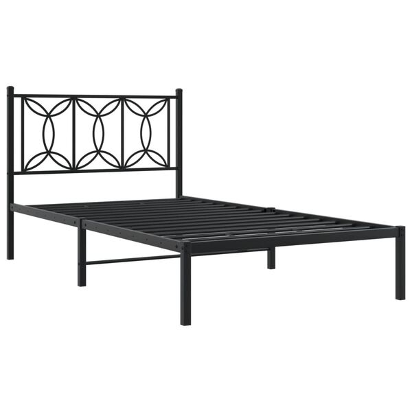 vidaXL Cadre de lit m&eacute;tal sans matelas avec t&ecirc;te de lit noir 100x200cm