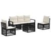 vidaXL Ensemble de canap&eacute; de jardin 6 pc Noir polyrotin
