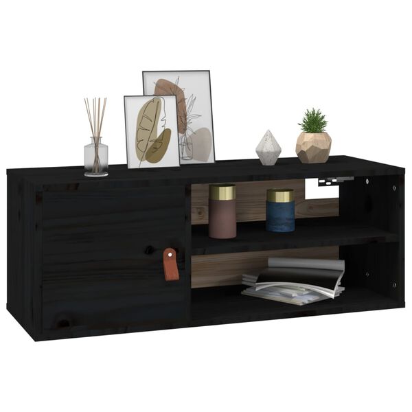 vidaXL Armoires murales 2 pcs Noir 80x30x30 cm Bois de pin massif