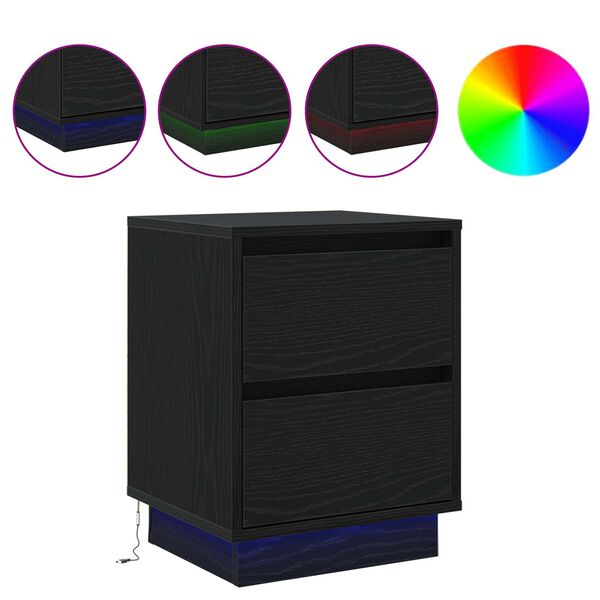 vidaXL Cabinet de chevet avec tiroir Ch&ecirc;ne noir 39 x 34,5 x 50 cm