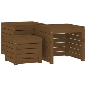 vidaXL Ensemble de bo&icirc;tes de jardin 3 pcs marron miel bois pin massif