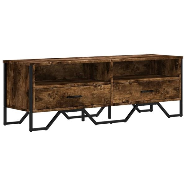 vidaXL Meuble TV ch&ecirc;ne fum&eacute; 122x34x41 cm bois d'ing&eacute;nierie
