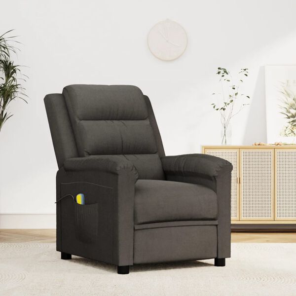 vidaXL Fauteuil de massage Gris fonc&eacute; velours