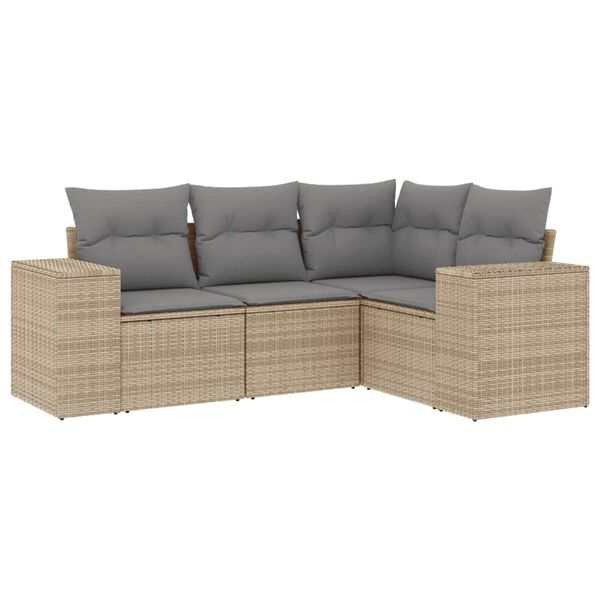 vidaXL Salon de jardin avec coussins 4 pcs beige r&eacute;sine tress&eacute;e