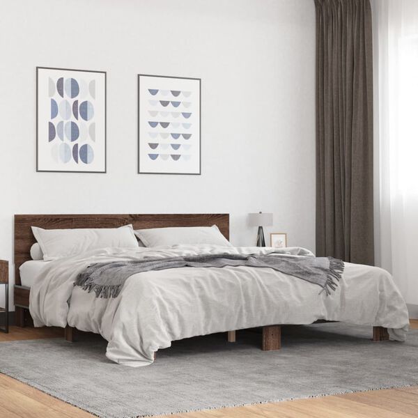 vidaXL Cadre de lit sans matelas ch&ecirc;ne marron 200x200 cm