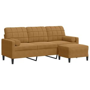 vidaXL Canap&eacute; &agrave; 3 places avec repose-pieds Marron 180 cm Velours