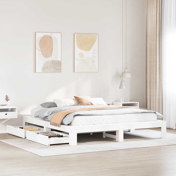 vidaXL Cadre de lit sans matelas blanc 180x200 cm bois massif de pin
