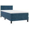 vidaXL Sommier &agrave; lattes de lit avec matelas et LED Bleu fonc&eacute; 80x200cm