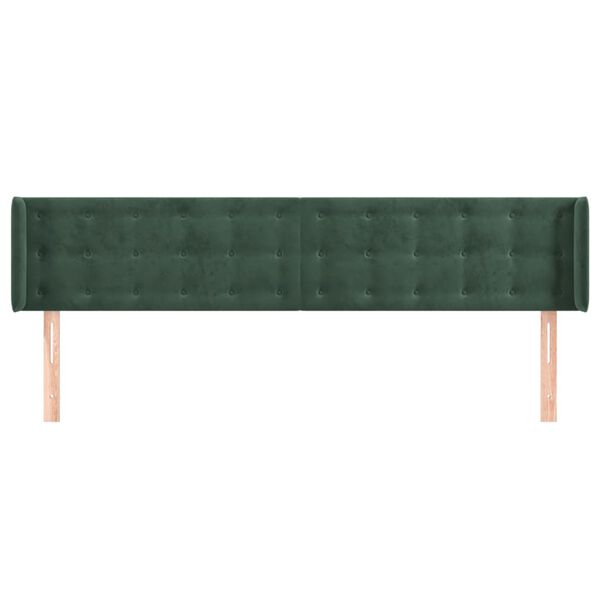 vidaXL T&ecirc;te de lit avec oreilles Vert fonc&eacute; 183x16x78/88 cm Velours