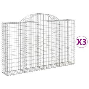 vidaXL Paniers &agrave; gabions arqu&eacute;s 3 pcs 200x30x120/140 cm Fer galvanis&eacute;