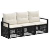 vidaXL Ensemble de canap&eacute; de jardin 3 pc Noir polyrotin
