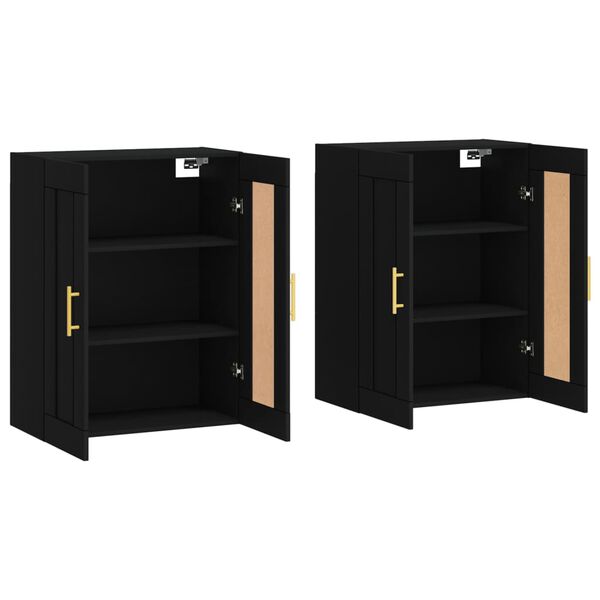 vidaXL Armoires murales 2 pcs noir bois d'ing&eacute;nierie