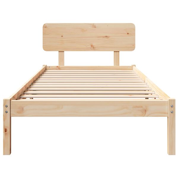 vidaXL Cadre de lit avec t&ecirc;te de lit Naturel 100 x 200 cm Pin massif