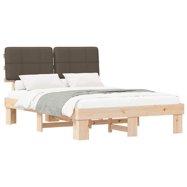vidaXL Cadre de lit avec t&ecirc;te de lit rembourr&eacute;e Taupe 150 x 200 cm