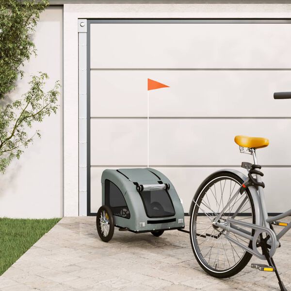 vidaXL Remorque de v&eacute;lo pour animaux de compagnie gris